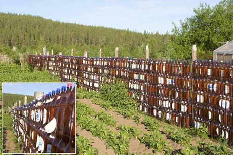 A Fence Made From Glass Bottles