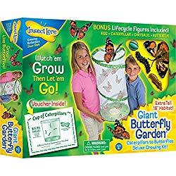 Image: Insect Lore Giant Butterfly Kit: Deluxe 18 inch Habitat, Voucher For 5 Caterpillars, Butterfly Play Set