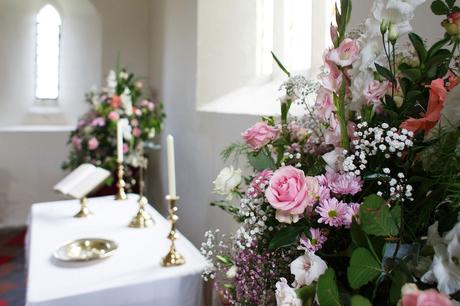 wedding flowers in church