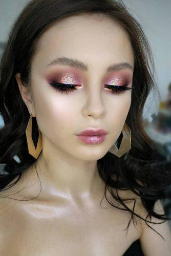 simple wedding makep rose gold bridal makeup with arrows and long lashes cute pink lips mua_yuliapishchelina
