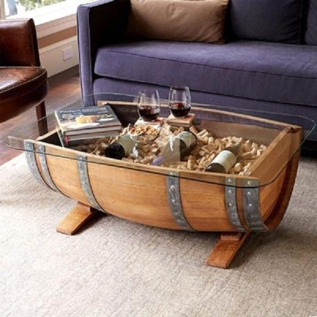 A Coffee Table Made From a Recycled Wooden Barrel