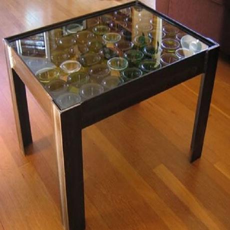 A Coffee Table Made From Recycled Glass Bottles