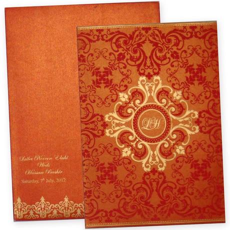 Latest Trendy Indian Wedding Card Design In Orange Color Paperblog