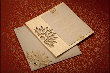 Stylish Indian Wedding Card with Silk Handmade Paper