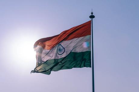 India Flag on Gray Metal Post