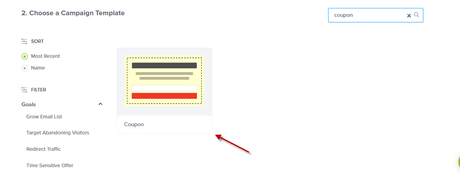Choosing Coupon Campaign Template in OptinMonster