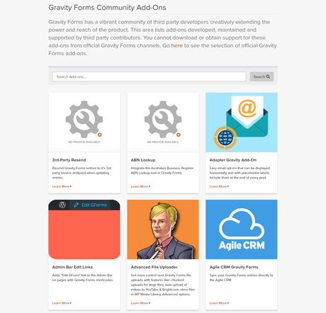 Gravity Forms community Add-ons