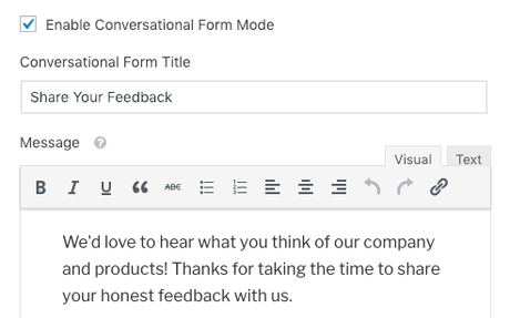 Add a title and message for Conversational Forms