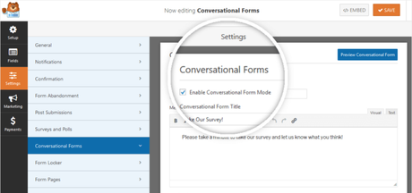 Enable Conversational Forms in WPForms