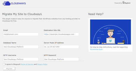 Cloudways WordPress Migrator Page