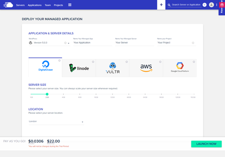 Cloudways create server