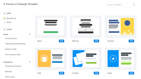 Choose Campaign Template in OptinMonster