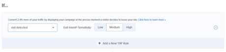 Choose Exit Detected Technology and Exit Intent Sensitivity