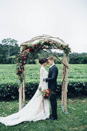natural wedding décor outdoor wooden simple arch with flowers figtree pictures