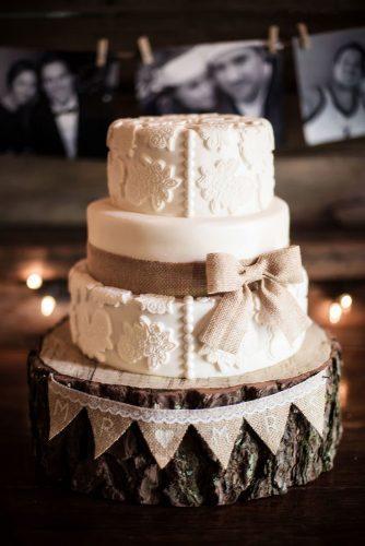 rust wedding color rustic cake with texture and burlap ribbon bow bonavita photography