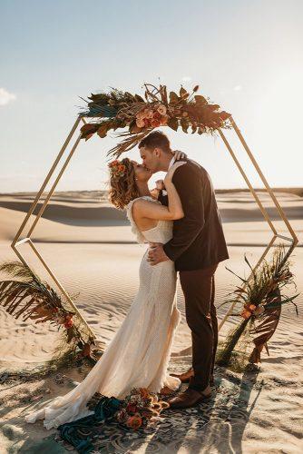 rust wedding color ceremony altar with geometry flower altar wolf & wildflower