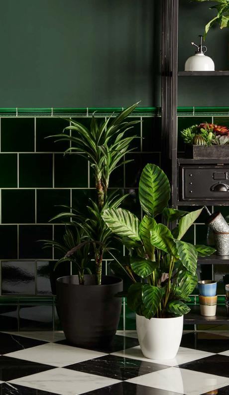 Victorian green tiles by Original Style Tiles. Perfect for a tropical garden room or conservatory, paired with lots of lush house plants.