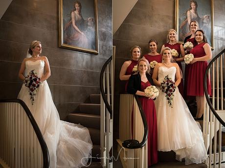 Bride and Bridesmaids on staircase at Axnoller