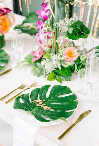 tropical wedding decor green leave aaronandjillian