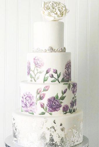 handpainted wedding cakes violet flowers catiecakes