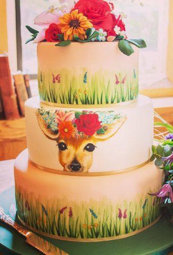 handpainted wedding cakes deer on the cake bakemycake.cakeartbanbury