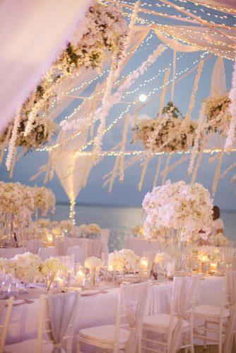 modern wedding decor ideas all white romantic evening reception under lighting tent sandra aberg photography