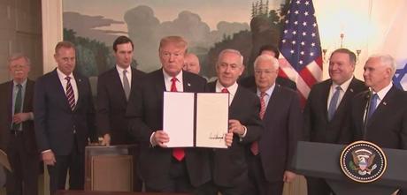 United States of America recognizes Israeli sovereignty over Golan Heights