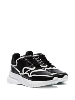 Soul To Sole: Alexander McQueen Black Contrast Trim Chunky Leather Low-Top Sneaker Soul To Sole: Alexander McQueen Black Contrast Trim Chunky Leather Low-Top Sneaker
