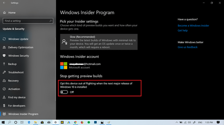 How to Get Windows 10 April 2019 Update Version 1903 (Right Now) Opt this device out of flighting when the next major release of Windows 10 is installed.