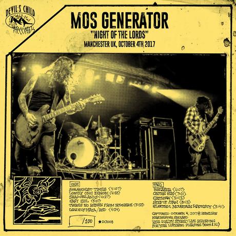 MOS GENERATOR New Live Album 'NIGHT OF THE LORDS' (Manchester UK, October 4th 2017) via DEVIL'S CHILD RECORDS On May 3rd