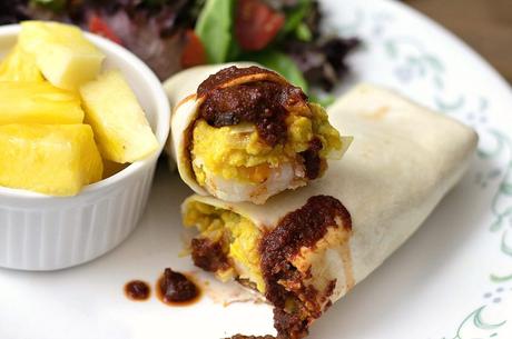 vegan breakfast burritos with chickpea eggs