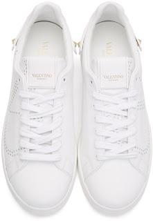 Rocked Out n White:  Valentino White 'V' Rockstud Strap Sneaker