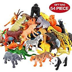 Image: Animals Figure, 54 Piece Mini Jungle Animals Toys Set, ValeforToy Realistic Wild Vinyl Plastic Animal Learning Party Favors Toys For Boys Girls Kids Toddlers Forest Small Animals Playset Cupcake Topper