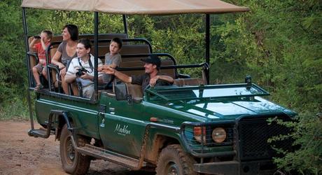 Family safari drive at the Madikwe Lodge