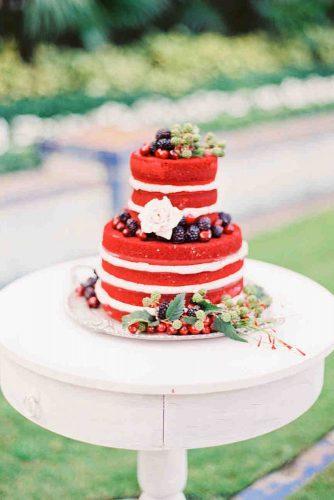 independence day wedding 4th of july naked cake red white with blue berries and fresh roses michellemarchphotography