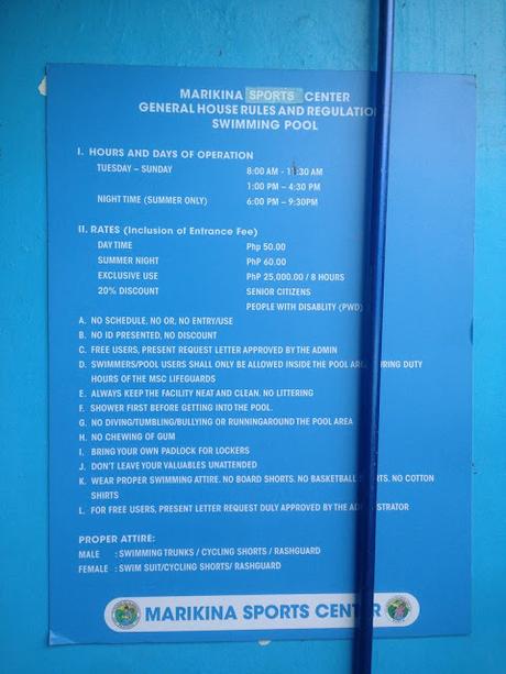Details of the Marikina Sports Center swimming pool