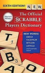 Image: The Official SCRABBLE Players Dictionary, Sixth Edition (mass market paperback: 752 pages) 2018 copyright by Merriam-Webster (Author). Publisher: Merriam-Webster, Inc.; (September 1, 2018)