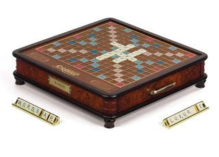 Image: Scrabble Luxury Edition Board Game | by Winning Solutions | Elegant two-tone wooden cabinet with burled wood veneers