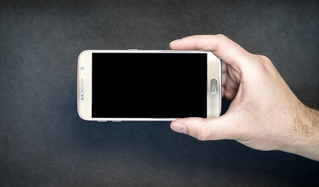 A smartphone with screen horizontal