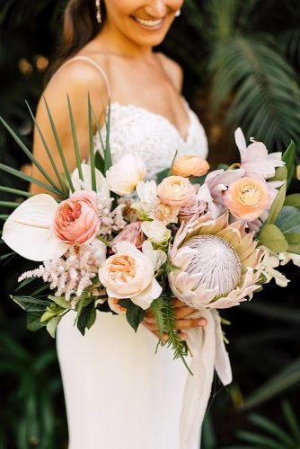 tropical wedding bouquets bouquet with protea Plum Oak Photo