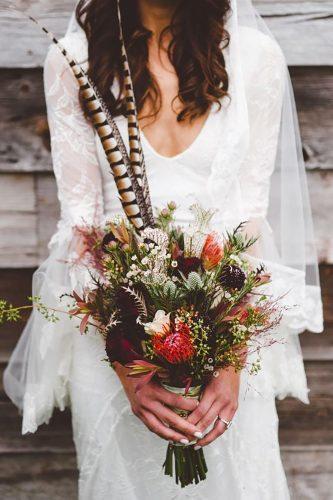 luxury wedding bouquets rustic bouquet with feather elitewedevents