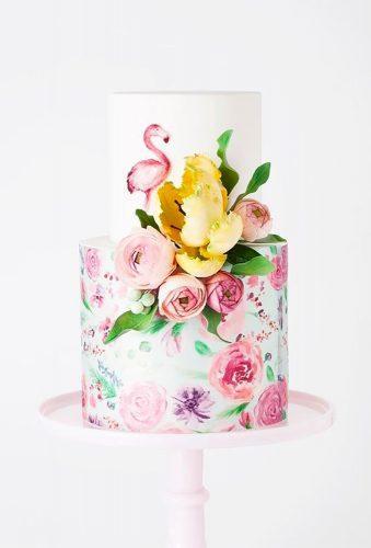tropical wedding cake trends watercolor flamingo cake cake ink