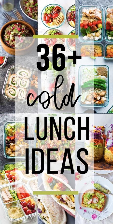 collage image with cold lunch ideas