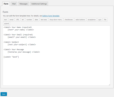 Create new Form in Contact Form 7 Plugin