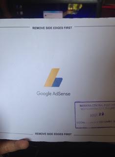 Google Adsense snail mail containing the PIN