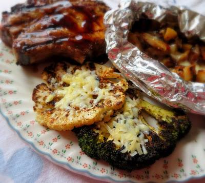 Grilled Cauliflower & Broccoli Cheese