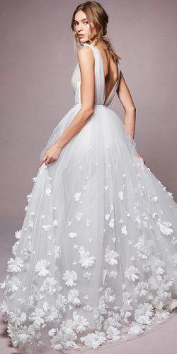 second wedding dress a line v back with floral appliques marchesafashion
