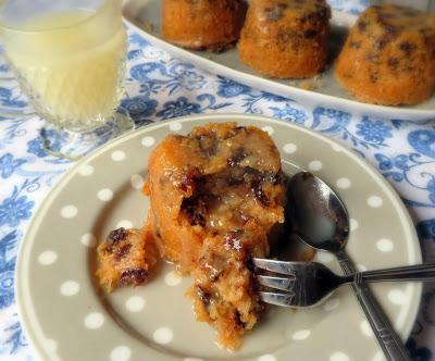 Prune & Walnut Puddings with a Lemon Sauce