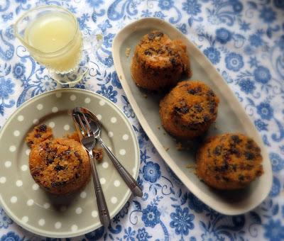 Prune & Walnut Puddings with a Lemon Sauce