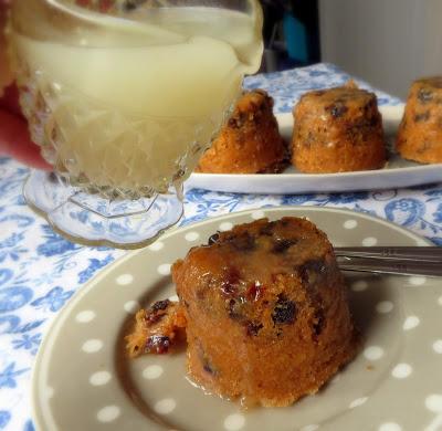 Prune & Walnut Puddings with a Lemon Sauce